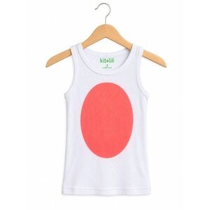 kit + lili Girls‎ Tank Top Size 2 White Ribbed Knit Pink Circle Dot NEW